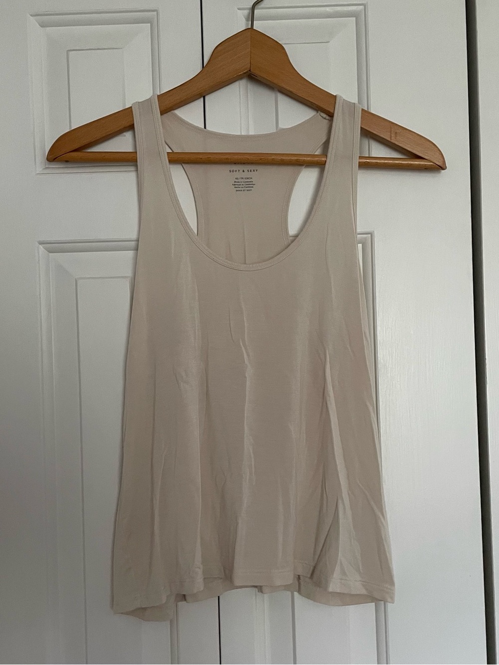 American Eagle Women's Soft & Sexy Sleeveless Swing Tank Top in Beige
